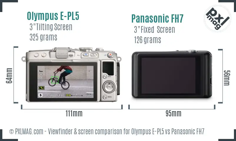 Olympus E-PL5 vs Panasonic FH7 Screen and Viewfinder comparison