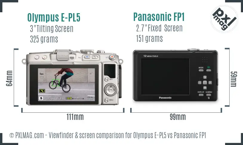 Olympus E-PL5 vs Panasonic FP1 Screen and Viewfinder comparison