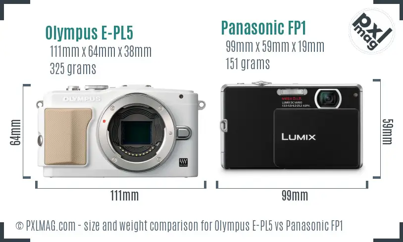 Olympus E-PL5 vs Panasonic FP1 size comparison