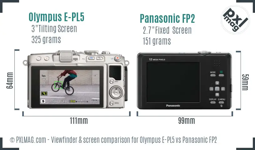 Olympus E-PL5 vs Panasonic FP2 Screen and Viewfinder comparison