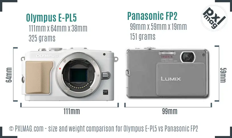 Olympus E-PL5 vs Panasonic FP2 size comparison