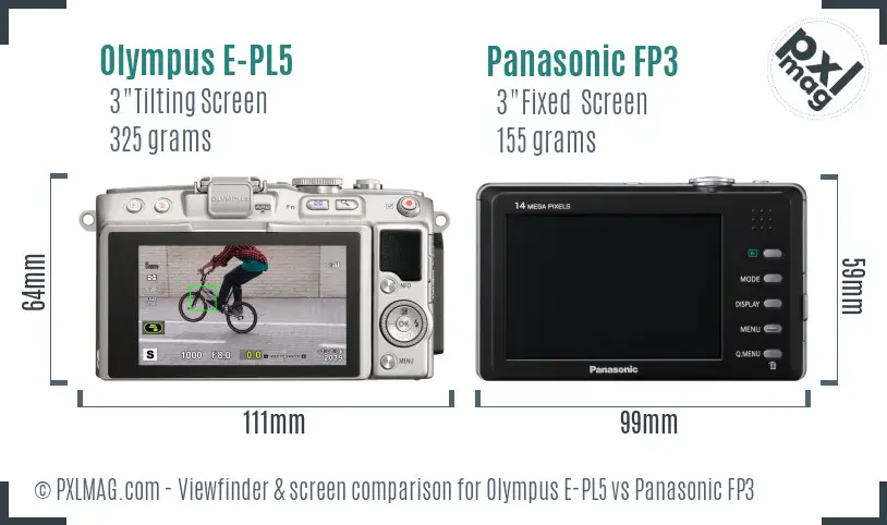 Olympus E-PL5 vs Panasonic FP3 Screen and Viewfinder comparison
