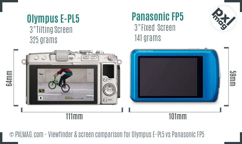 Olympus E-PL5 vs Panasonic FP5 Screen and Viewfinder comparison