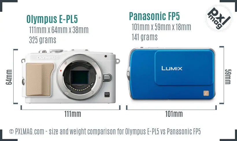 Olympus E-PL5 vs Panasonic FP5 size comparison