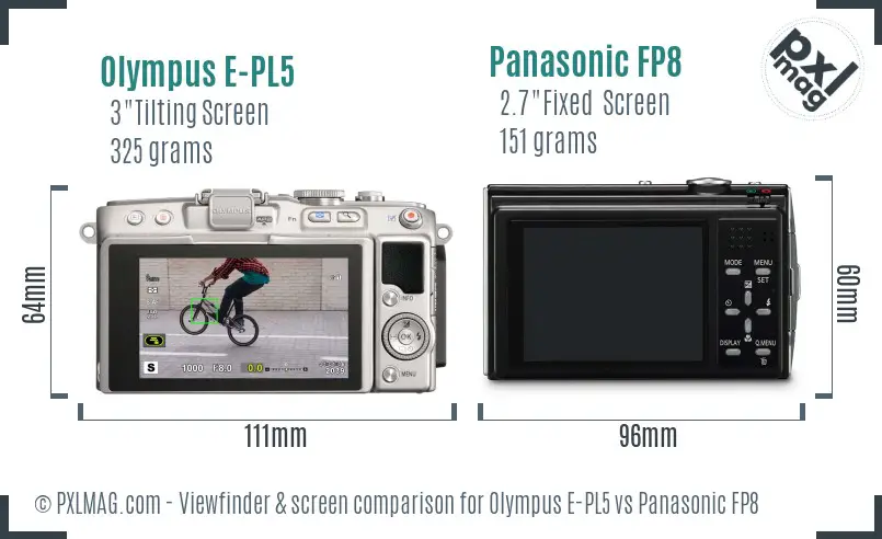Olympus E-PL5 vs Panasonic FP8 Screen and Viewfinder comparison