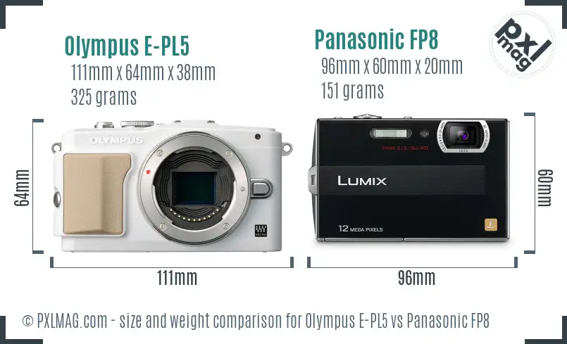 Olympus E-PL5 vs Panasonic FP8 size comparison
