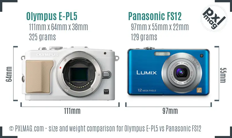 Olympus E-PL5 vs Panasonic FS12 size comparison