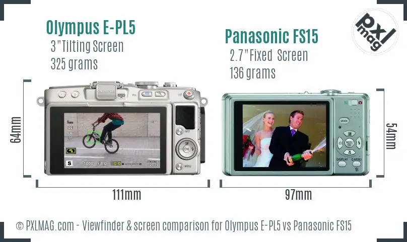 Olympus E-PL5 vs Panasonic FS15 Screen and Viewfinder comparison