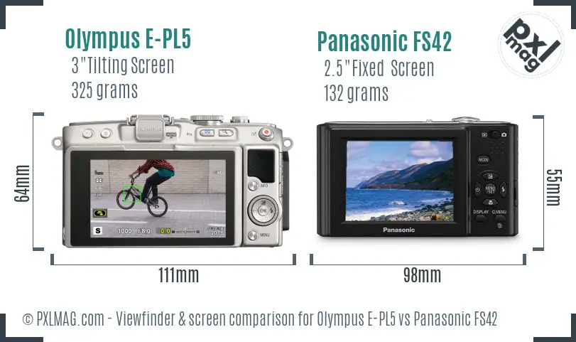 Olympus E-PL5 vs Panasonic FS42 Screen and Viewfinder comparison