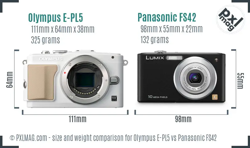 Olympus E-PL5 vs Panasonic FS42 size comparison