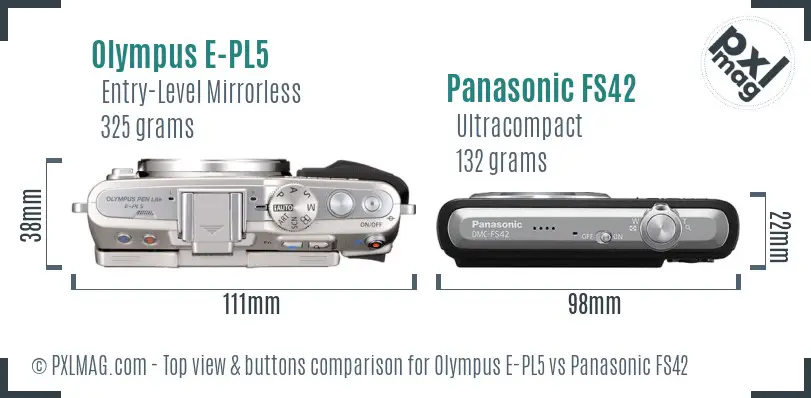 Olympus E-PL5 vs Panasonic FS42 top view buttons comparison