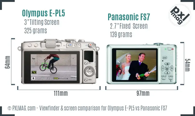 Olympus E-PL5 vs Panasonic FS7 Screen and Viewfinder comparison