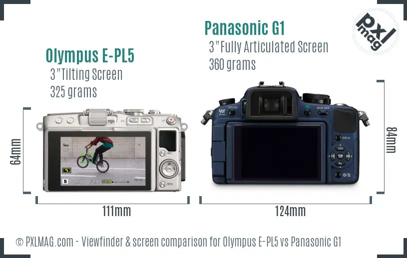 Olympus E-PL5 vs Panasonic G1 Screen and Viewfinder comparison