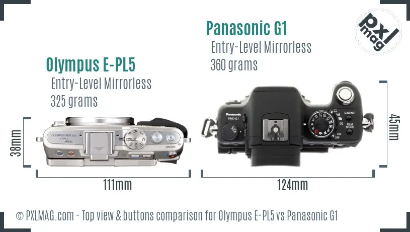 Olympus E-PL5 vs Panasonic G1 top view buttons comparison