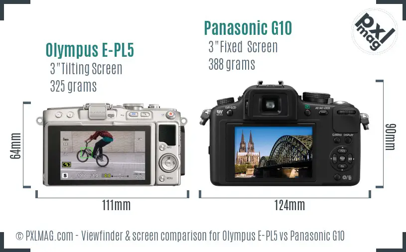 Olympus E-PL5 vs Panasonic G10 Screen and Viewfinder comparison