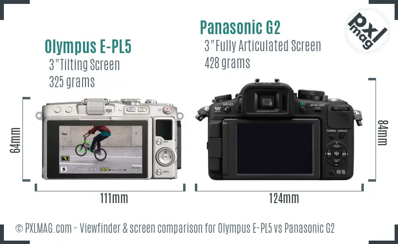 Olympus E-PL5 vs Panasonic G2 Screen and Viewfinder comparison