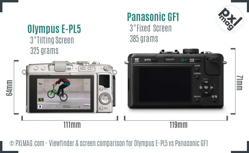 Olympus E-PL5 vs Panasonic GF1 Screen and Viewfinder comparison