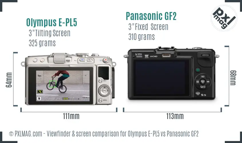 Olympus E-PL5 vs Panasonic GF2 Screen and Viewfinder comparison