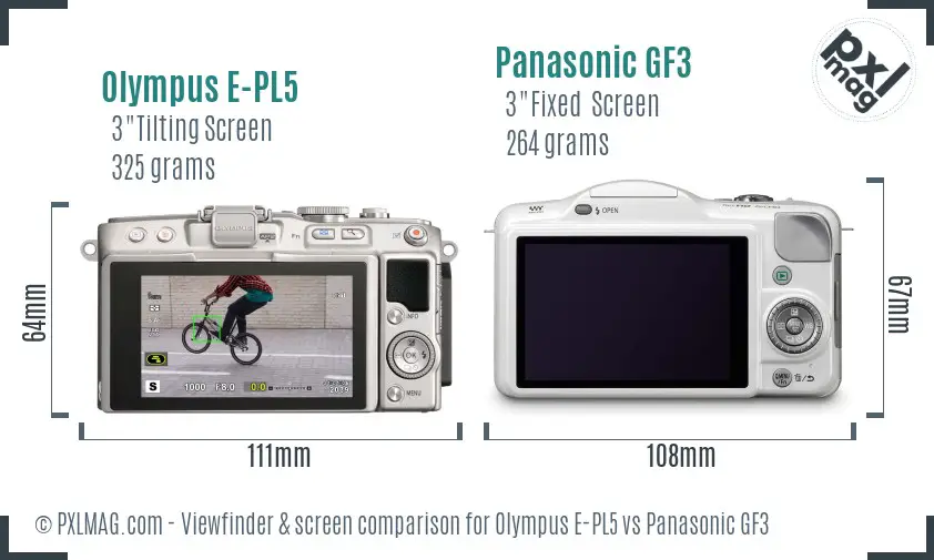 Olympus E-PL5 vs Panasonic GF3 Screen and Viewfinder comparison