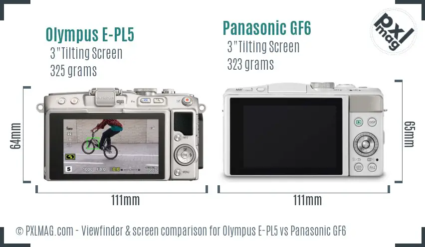 Olympus E-PL5 vs Panasonic GF6 Screen and Viewfinder comparison