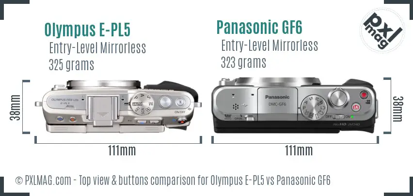 Olympus E-PL5 vs Panasonic GF6 top view buttons comparison