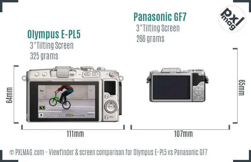 Olympus E-PL5 vs Panasonic GF7 Screen and Viewfinder comparison