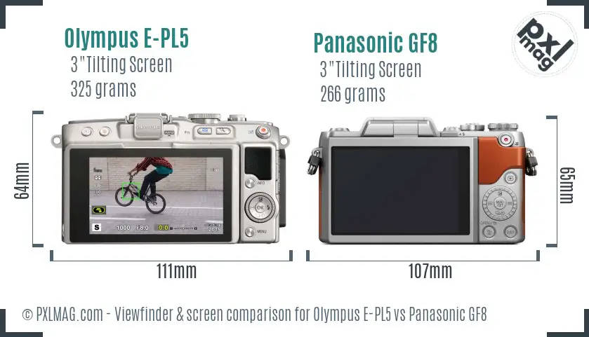 Olympus E-PL5 vs Panasonic GF8 Screen and Viewfinder comparison