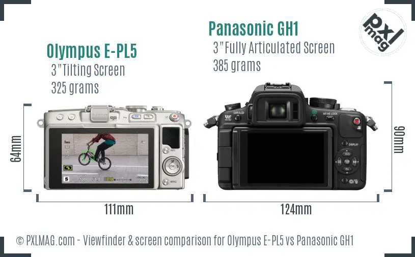 Olympus E-PL5 vs Panasonic GH1 Screen and Viewfinder comparison