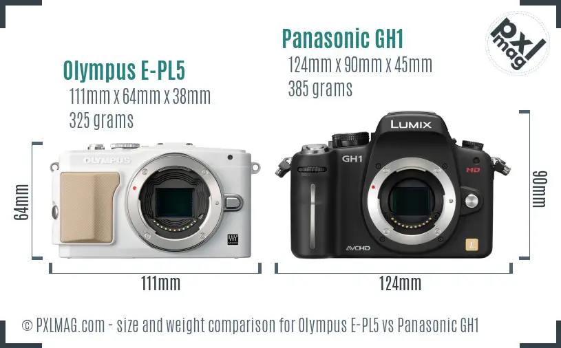 Olympus E-PL5 vs Panasonic GH1 size comparison