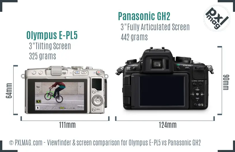 Olympus E-PL5 vs Panasonic GH2 Screen and Viewfinder comparison