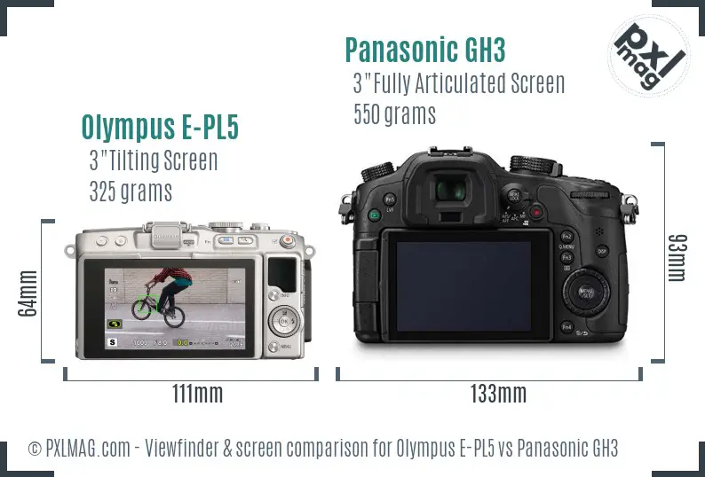 Olympus E-PL5 vs Panasonic GH3 Screen and Viewfinder comparison
