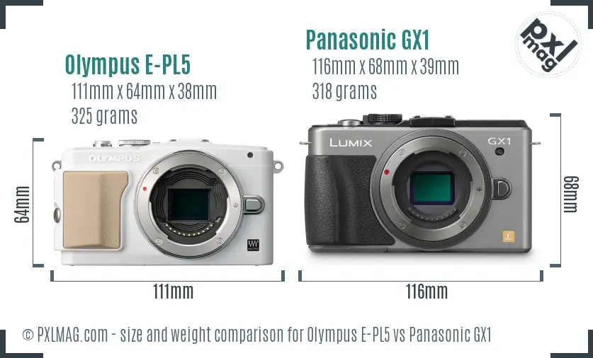 Olympus E-PL5 vs Panasonic GX1 size comparison