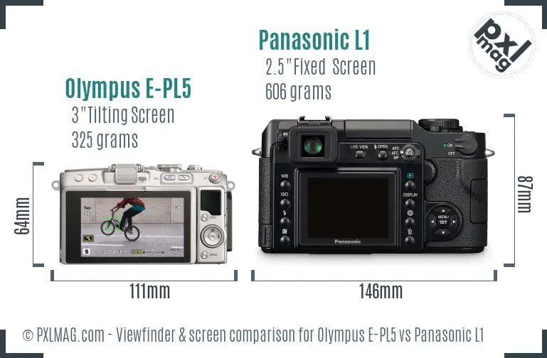 Olympus E-PL5 vs Panasonic L1 Screen and Viewfinder comparison