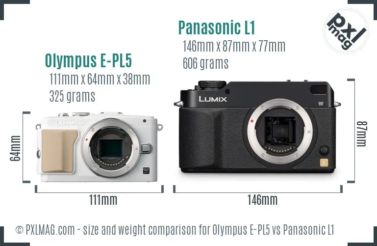 Olympus E-PL5 vs Panasonic L1 size comparison