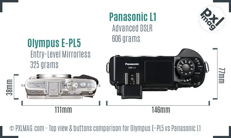 Olympus E-PL5 vs Panasonic L1 top view buttons comparison