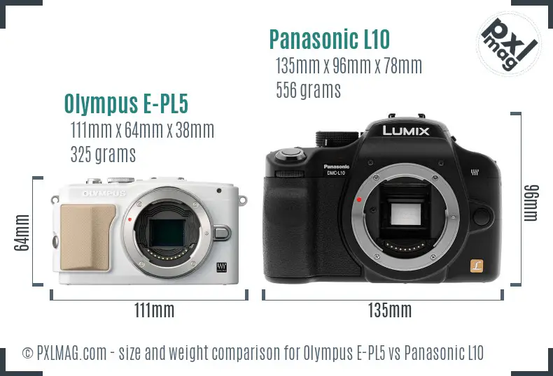 Olympus E-PL5 vs Panasonic L10 size comparison