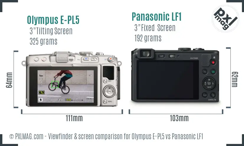 Olympus E-PL5 vs Panasonic LF1 Screen and Viewfinder comparison