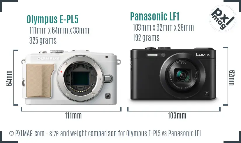 Olympus E-PL5 vs Panasonic LF1 size comparison
