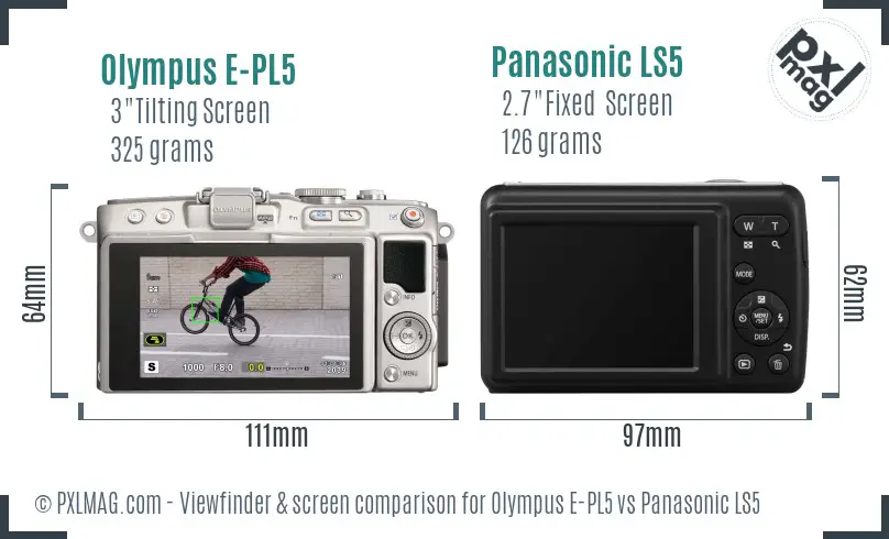 Olympus E-PL5 vs Panasonic LS5 Screen and Viewfinder comparison