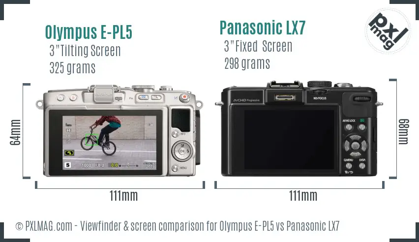 Olympus E-PL5 vs Panasonic LX7 Screen and Viewfinder comparison