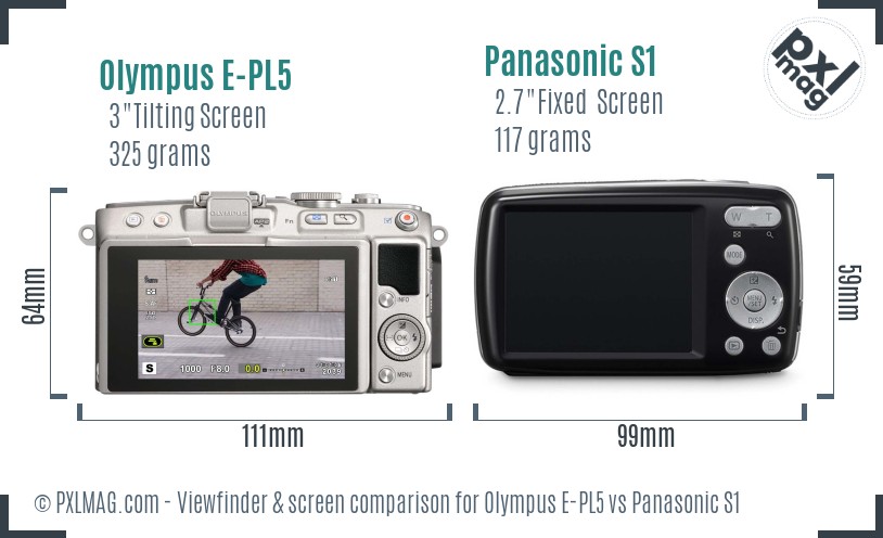 Olympus E-PL5 vs Panasonic S1 Screen and Viewfinder comparison