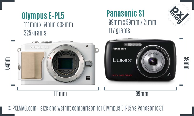 Olympus E-PL5 vs Panasonic S1 size comparison