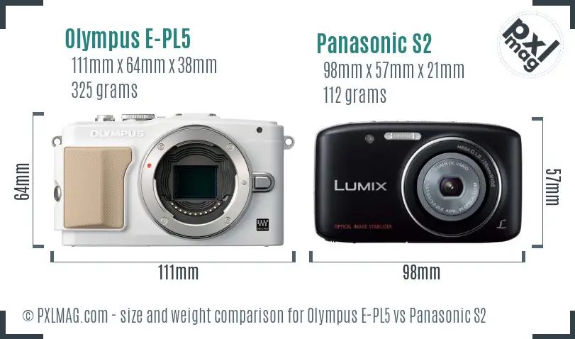 Olympus E-PL5 vs Panasonic S2 size comparison