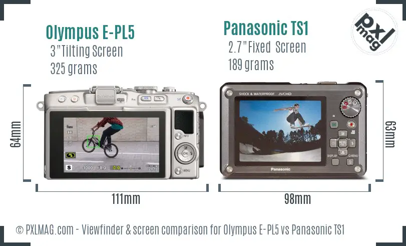 Olympus E-PL5 vs Panasonic TS1 Screen and Viewfinder comparison