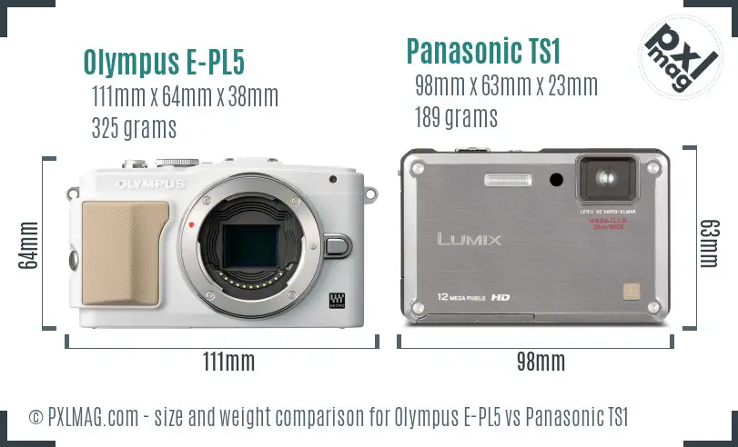 Olympus E-PL5 vs Panasonic TS1 size comparison