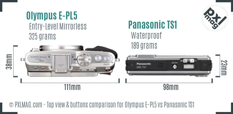 Olympus E-PL5 vs Panasonic TS1 top view buttons comparison