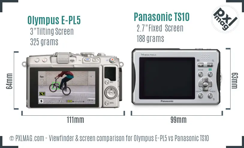 Olympus E-PL5 vs Panasonic TS10 Screen and Viewfinder comparison