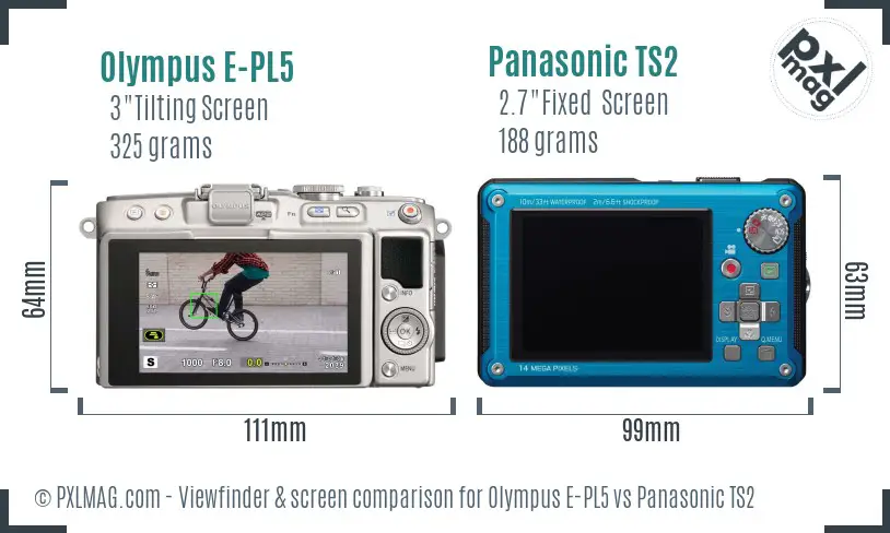 Olympus E-PL5 vs Panasonic TS2 Screen and Viewfinder comparison