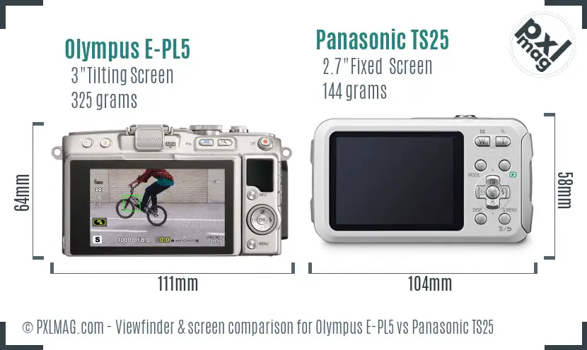 Olympus E-PL5 vs Panasonic TS25 Screen and Viewfinder comparison