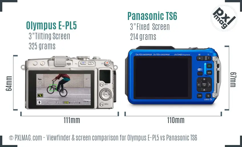 Olympus E-PL5 vs Panasonic TS6 Screen and Viewfinder comparison